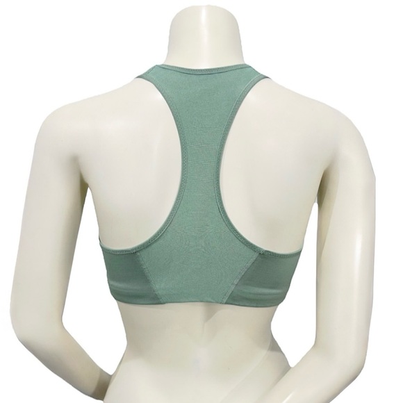 Nike Sports Bra Medium Sage Green Racerback White Swoosh - Picture 2 of 6
